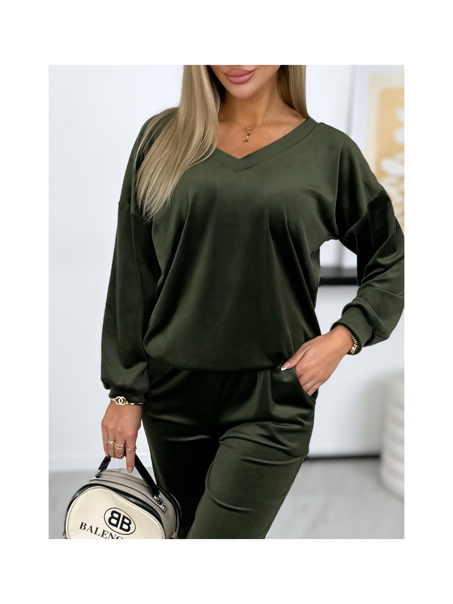 Dres Candy Welurowy Khaki