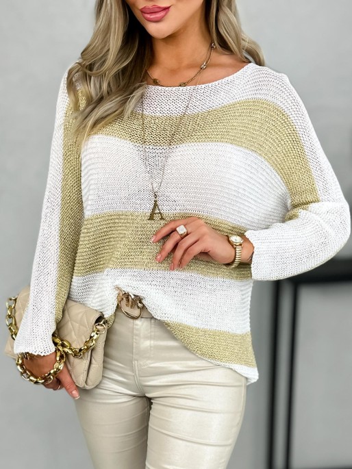 Sweter Casaji Biało-Złoty