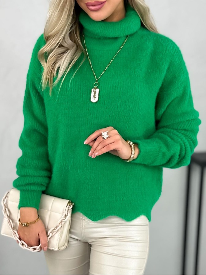 Sweter z Golfem Belli Zielona