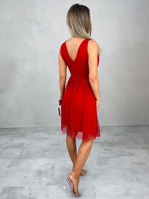 Sukienka Tiulowa Resi Czerwona