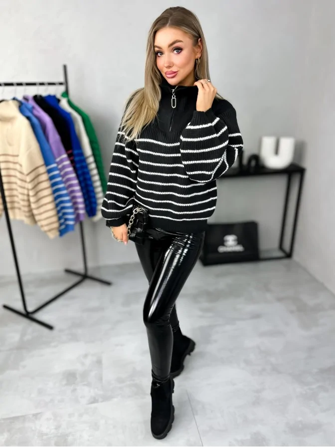 Sweter Golf Goster Czarno-Biały