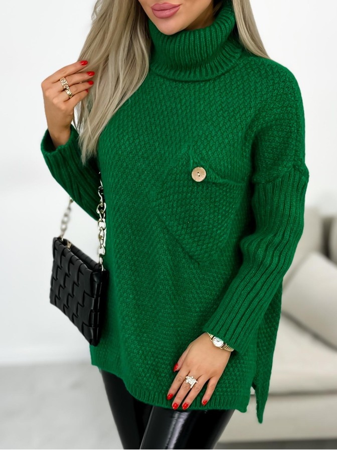 Sweter Z Golfem Belima Zielony